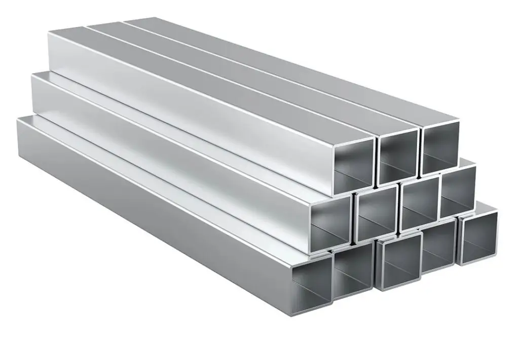 Stack of square aluminium tube lengths